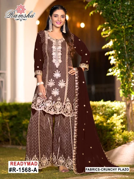 R 1568 A to D By Ramsha Crunchy Readymade Pakistani Suits Wholesale Online